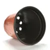 A single brown and black plastic plant pot is shown against a white background. Produktbild-Vorschau