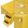 A collage of four close-up images of a yellow metal filing cabinet. Anteprima dell’immagine prodotto