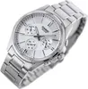 A close-up, angled shot of a silver Casio watch with a white face and multiple subdials. Náhľad obrázku produktu