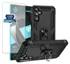 A black phone case with a ring holder and a screen protector. Produktbild-Vorschau