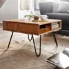 WOHNLING Couchtisch 60x60x40 cm Akazie Massivholz / Metall Produktbild-Vorschau 1