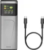 A silver power bank and a black USB-C cable are shown against a white background. Produktbild-Vorschau