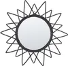 A black rattan sunburst mirror is shown against a white background. Produktbild-Vorschau