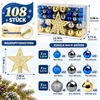 Weihnachtskugeln Blau Gold Grau 108er Set, Christbaumkugeln Produktbild-Vorschau 3