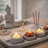 Ensemble de jardin zen 23 × 23 cm en ciment – Mini jardin Voir les images du produit 4