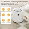 A white towel warmer bucket is shown with various laundry items depicted in icons on the left side, and text describing its capacity and dimensions. Anteprima dell’immagine prodotto