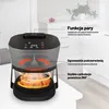 A product image showcasing an air fryer with text overlays highlighting its features. Podgląd zdjęcia produktu