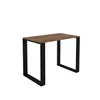A product shot of a table with a wooden top and black metal legs. Produktbild-Vorschau
