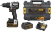 A Dewalt cordless drill kit with a case, battery, and charger, presented on a white background. Voir les images du produit