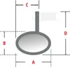 A diagram showing the dimensions of a motorcycle mirror. Produktbild-Vorschau