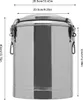 A stainless steel insulated container with dimensions indicated. Náhled obrázku produktu