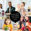 A collage of images showing people using a nutrition mixer in various settings, including a family, a child, and friends enjoying drinks. Podgląd zdjęcia produktu