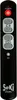 A black remote control with buttons for power, channel, volume, and AV. Produktbild-Vorschau