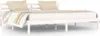 A white wooden bed frame with two pillows and a duvet. Voir les images du produit