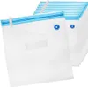 A stack of vacuum seal bags with blue zippers and air valves. Podgląd zdjęcia produktu