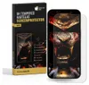 A product packaging box for a screen protector, with a smartphone displaying a graphic of a lion's head in the background. Produktbild-Vorschau