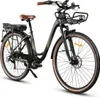 A black electric bicycle with brown accents is shown against a white background. Produktbild-Vorschau