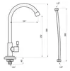 Technical drawing of a kitchen faucet with dimensions. Anteprima dell’immagine prodotto
