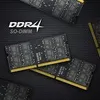 A marketing image showing DDR4 SO-DIMM RAM modules on a black textured background. Produktbild-Vorschau