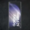 A smartphone with text overlayed on the screen, set against a dark, textured background. Produktbild-Vorschau