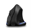 A black vertical gaming mouse with blue LED accents is shown against a white background. Produktbild-Vorschau
