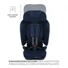 A navy blue child car seat is shown from the front against a white background. Náhled obrázku produktu