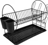 A black two-tier dish drying rack with a utensil holder. Náhled obrázku produktu