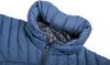 Dunkelblaue Insulationsjacke "TSUNAMI ECO Men" von Ocun mit hohem Kragen und gestepptem Design. Podgląd zdjęcia produktu