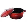 A red pot with its lid slightly ajar, shown against a white background. Produktbild-Vorschau