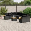 Design 9-tlg. Garten-Sofagarnitur mit Kissen Schwarz Poly Produktbild-Vorschau 1