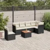 Design 7-tlg. Garten-Sofagarnitur mit Kissen Schwarz Poly Produktbild-Vorschau 1