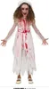 A young girl dressed in a bloody, tattered white bride costume with a veil. Produktbild-Vorschau