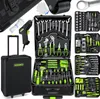 A collage of images showcasing a MASKO tool case and its contents, including various tools and accessories. Produktbild-Vorschau