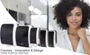 A woman is smiling next to a row of black and white dispensers. Produktbild-Vorschau