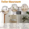 A marketing image showing a white sideboard with different room vignettes and icons representing storage options. Podgląd zdjęcia produktu
