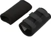 Two black dog leg braces are shown against a white background. One brace is a simple sleeve, while the other has adjustable velcro straps. Voir les images du produit