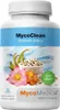 A white bottle of MycoClean dietary supplement with a blue label featuring illustrations of plants and seeds. Produktbild-Vorschau