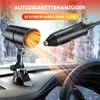 A car heater plugged into a car's cigarette lighter socket, placed on the dashboard. Produktbild-Vorschau