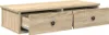 A wooden shelf with two drawers, one of which is partially open. Náhled obrázku produktu