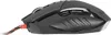 A side view of a black gaming mouse with a braided red and black cable. Produktbild-Vorschau