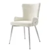 A single beige upholstered dining chair with silver metal legs is shown against a white background. Produktbild-Vorschau