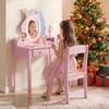 COSTWAY Kinder Schminktisch, 2 in 1 Frisiertisch mit Produktbild-Vorschau 2