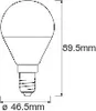 A diagram of an LED bulb with dimensions indicated. Podgląd zdjęcia produktu