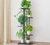 A multi-tiered metal plant stand filled with various green plants is displayed against a plain wall and a cream-colored curtain. Náhľad obrázku produktu