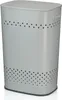 A light gray laundry basket with a lid and perforated sides is shown against a white background. Produktbild-Vorschau