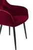 A close-up, studio shot of a red velvet armchair with black legs against a white background. Produktbild-Vorschau