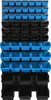 A wall-mounted storage system with multiple blue and black bins. Anteprima dell’immagine prodotto