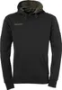 A black hoodie with a green interior lining and a kangaroo pocket. Voir les images du produit