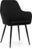 A black velvet armchair with a modern design, shown from a front-side angle against a white background.
