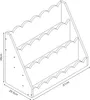 A line drawing of a wooden shelf unit with three tiers, each tier having a scalloped edge. Náhľad obrázku produktu